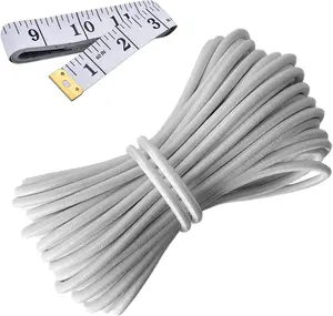 Elastic Cord 1/8 Inch (3MM) x 33FT, White Elastic String Bungee Shock Cord with Nylon Sleeve and Heavy Strength for Crafting DIY Sewing