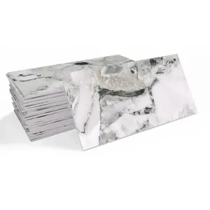 16pcs/32pcs/64pcs Thickened Faux Marble Stone Pattern Wall Tiles, Waterproof and Easy to Apply, Perfect for Home Decoration, Durable and Stylish Finish, 4 Inch X 8 Inch