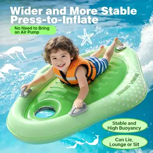 Inflatable Kids Water Surfboard Float with Internal Pump, Green PVC Swimming Kickboard, Transparent Window, Pool Float Inflatable Board Kickboard, Quick Press Pumps Easy Setup Portable Water Ride Toys,for outdoor swim pool,lake,river,party