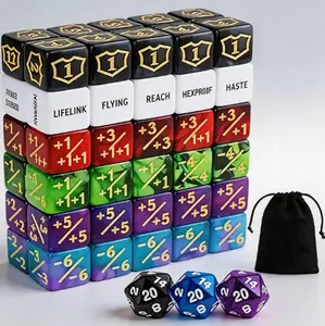 63 Pieces MTG Dice Counters Bulk Ability Keywords Tokens Shield Life Counter 6-Sided Dice Set for Magic The Gathering TCG Cards Gaming Accessories