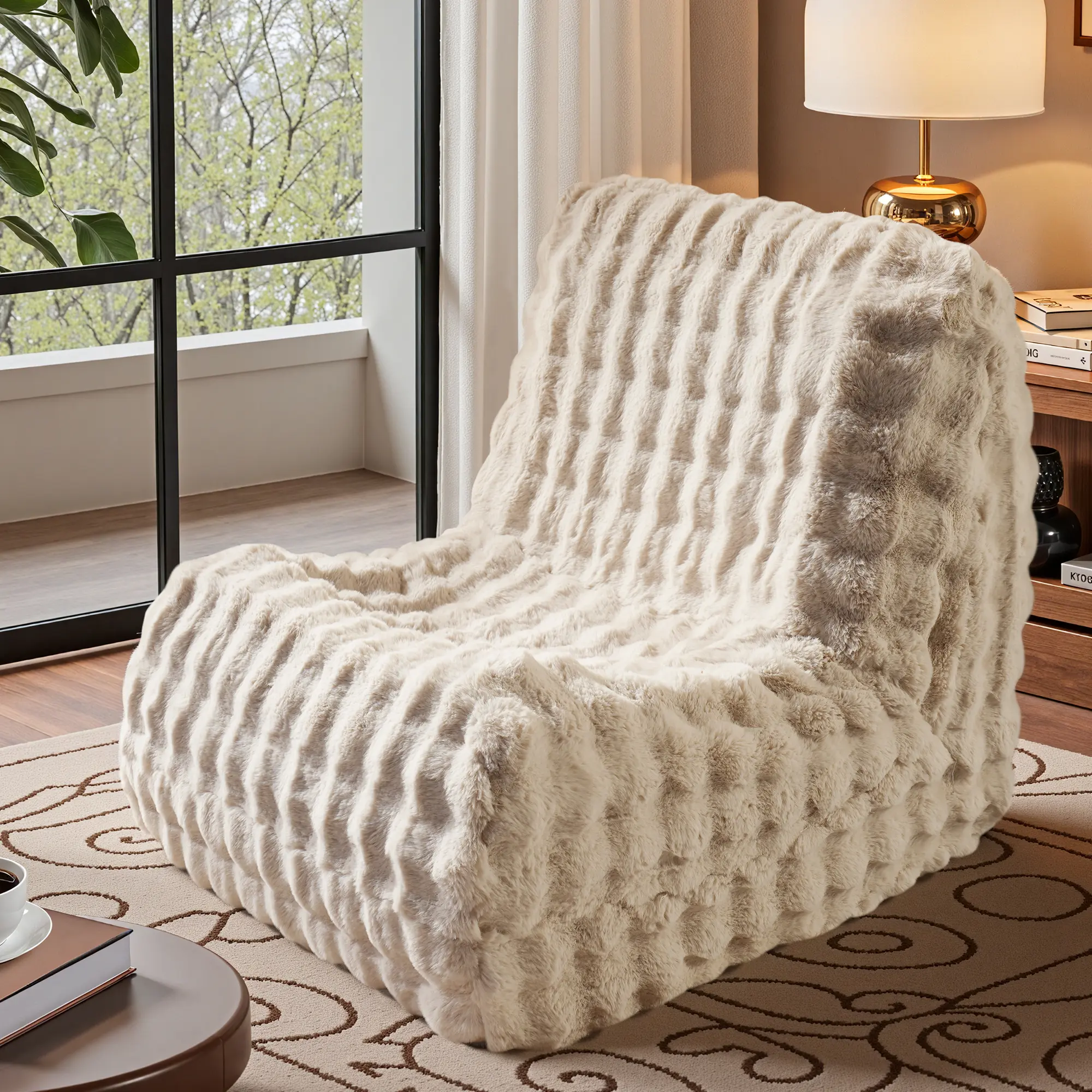 XIZZI 39" Bean Bag Chairs for Adults, Bean Bag Chair Memory Foam, BeanBag Chair Bean Bag Sofa with Filler Faux Fur Fireside Beanbags Lazy Sofa for Living Room Bedroom Office ( Single) deskmakeover