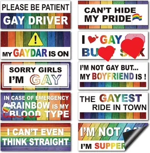 10PCS Gay Pride Funny Car Magnet, LGBT Rainbow Pride Prank Magnetic Bumper Sticker for Adult Waterproof Magnetic Car Stickers for Vehicles and Trucks Reusable Magnet Sticker for Fridge