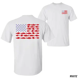 American Flag Fishing T-Shirt, Patriotic USA Angler Graphic Tee, Soft Cotton Blend Shirt for Men & Women, Saltwater Apparel, Fourth of July Fisherman Gift