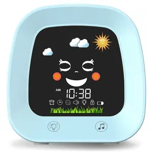 Kids Digital Alarm Clock - Sleep Trainer with 4-Color Toddler Night Light, Sleep Sound Machine (Blue), Digital Clock