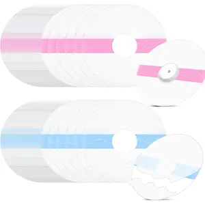 60 Pieces Shower Waterproof Patch Transparent Adhesive Patches Waterproof CGM Sensor Covers Protectors, Precut Clear Overpatch Tape Sticker with Hole for Shower Swimming Cycling Running, Pink and Blue