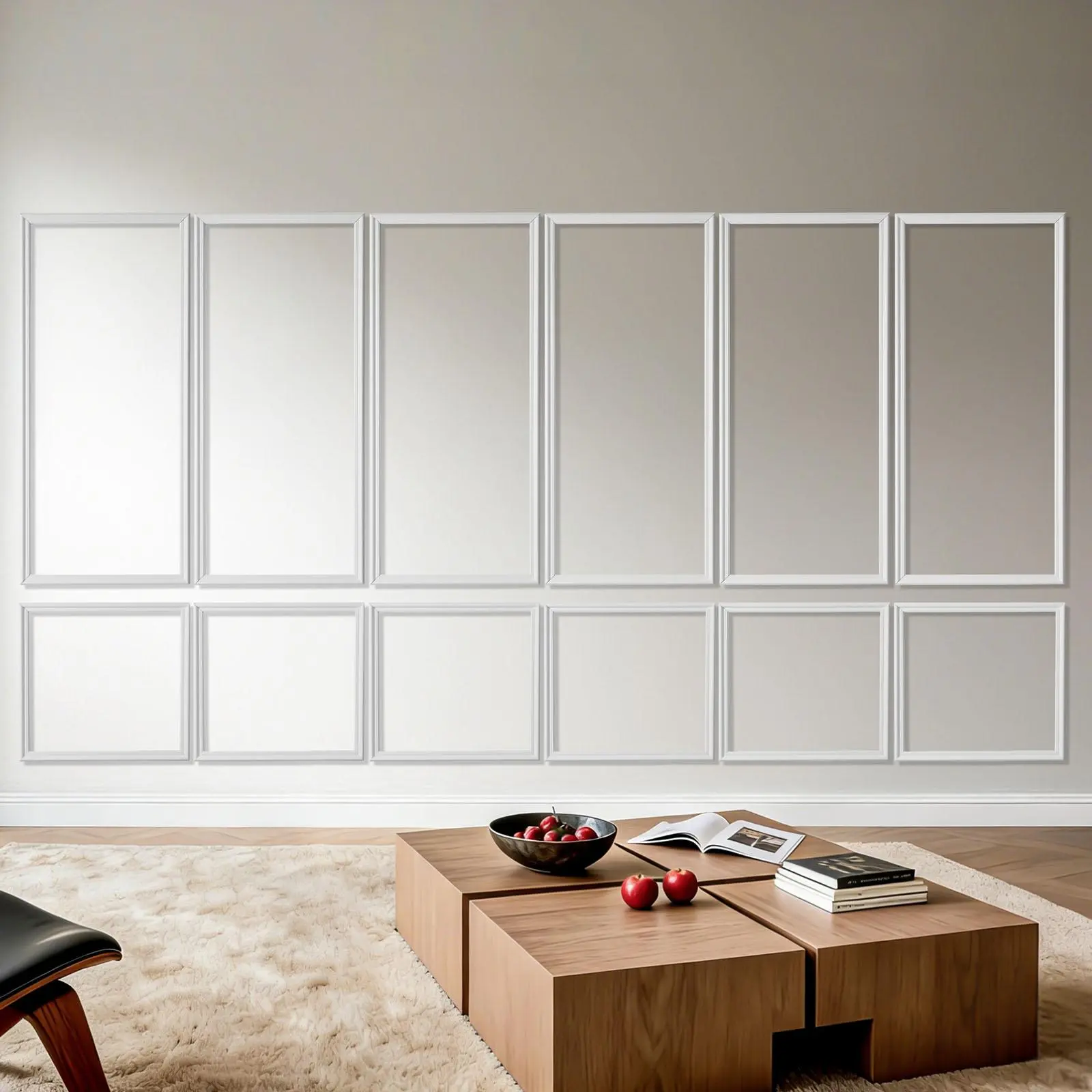 【FathersDayGift】VEVOR Wall Molding 6 Pack, Wainscoting Panels Kit, Lightweight Paintable Polystyrene, Easy to Install, Waterproof Accent Wall Trim for Interior Decor Living Room, Bedroom, White (24x54 + 24x24 in)