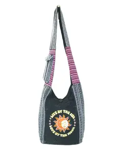 Caravan Closet Boho Live by the Sun Love by the Moon Hippie Hobo Bag Long Shoulder Y2K Purse Purple