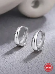 925 Sterling Silver Simple Hoop Earrings, High Quality Earrings, Fashionable Earrings for Women & Girls, Trendy All-match & Exquisite Jewelry for Birthday Gift