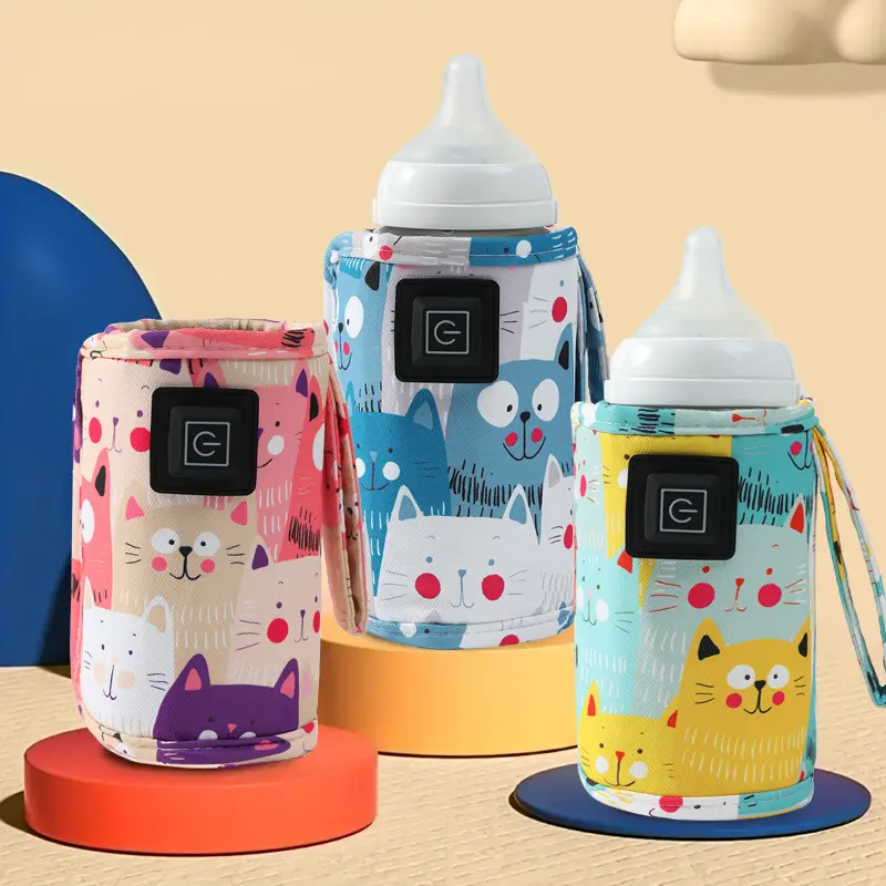 Cartoon Polyester USB Bottle Warmer, Portable Sleeve with Universal Fit for Baby Travel and Newborn Essentials, 74 Grams