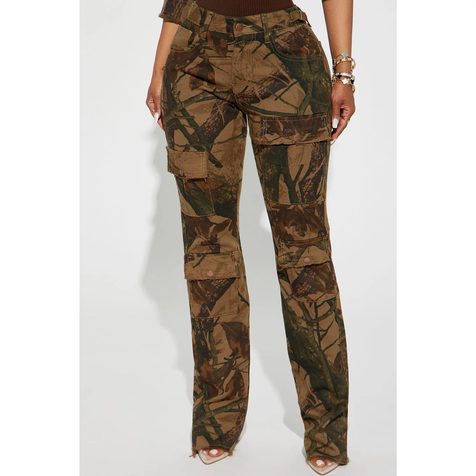 In The Wild Camo Stretch Cargo Jeans - Camouflage