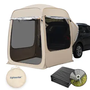 Eighteentek All-Weather SUV Camping Tent Pop-Up Screen Shelter with Mesh & Waterproof PVC | Fits SUV/Van/Truck | Portable 4-Season Car Tent