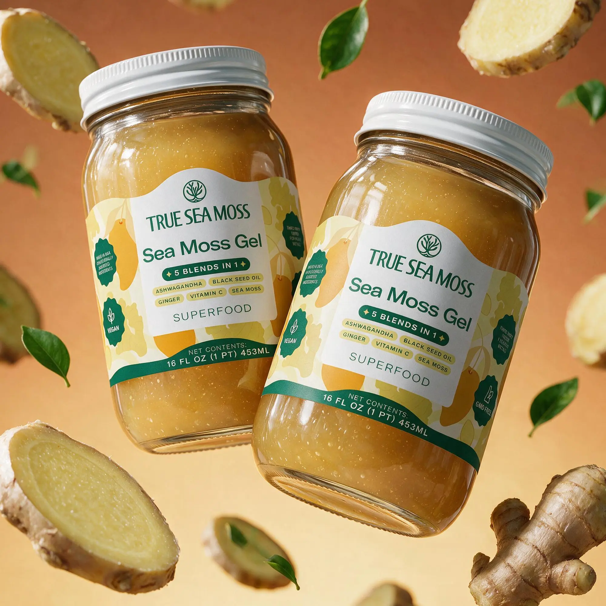 True Sea Moss 5in1 Irish Sea Moss Gel 2 Jars – Rich in Essential Minerals & Vitamins – supports overall wellness and vitality