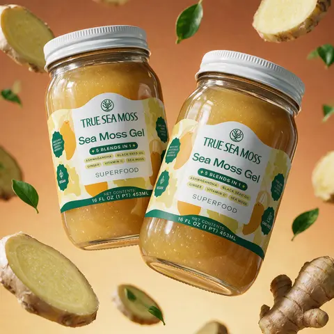 True Sea Moss 5in1 Irish Sea Moss Gel 2 Jars – Rich in Essential Minerals & Vitamins – supports overall wellness and vitality