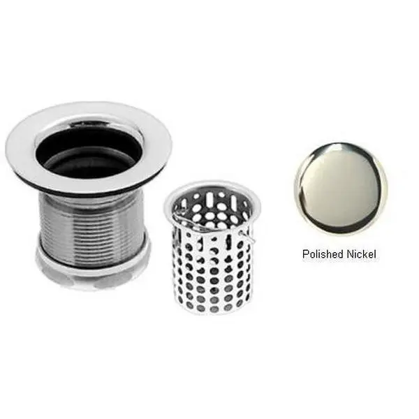 212 MAIN Westbrass D218-05 Solid Brass Junior Basket Strainer - Polished Nickel, Kitchen Sink Round Rim Filter, Fits Sink Openings, Includes Installation Parts