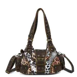 LVANKA'S Women's Stylish Leopard Crossbody Bag - Handcrafted Textured Vegan Leather Multi-Pocket Zipper Tote For Travel & Work Organize, Casual Trendy Purse, Trendy Versatile Curve Bag for Purchase, women 's Summer Accessory,summervibe