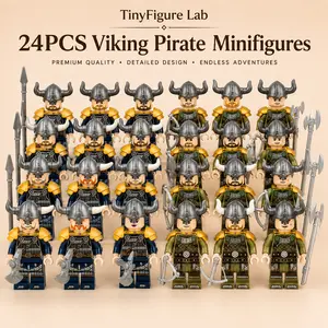 24PCS Viking Pirate Minifigures Building Block Toys, Compatible with Major Building Blocks, Medieval Warrior Figures for MOC Enthusiasts, Kids Collectible Gift Set