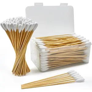 200PCS Large Cotton Swabs in Storage Box, 6 Inch Bamboo Handle Dog Ear Swabs, Soft Cotton Gentle Lint-Free, Specially Designed for Large Dogs