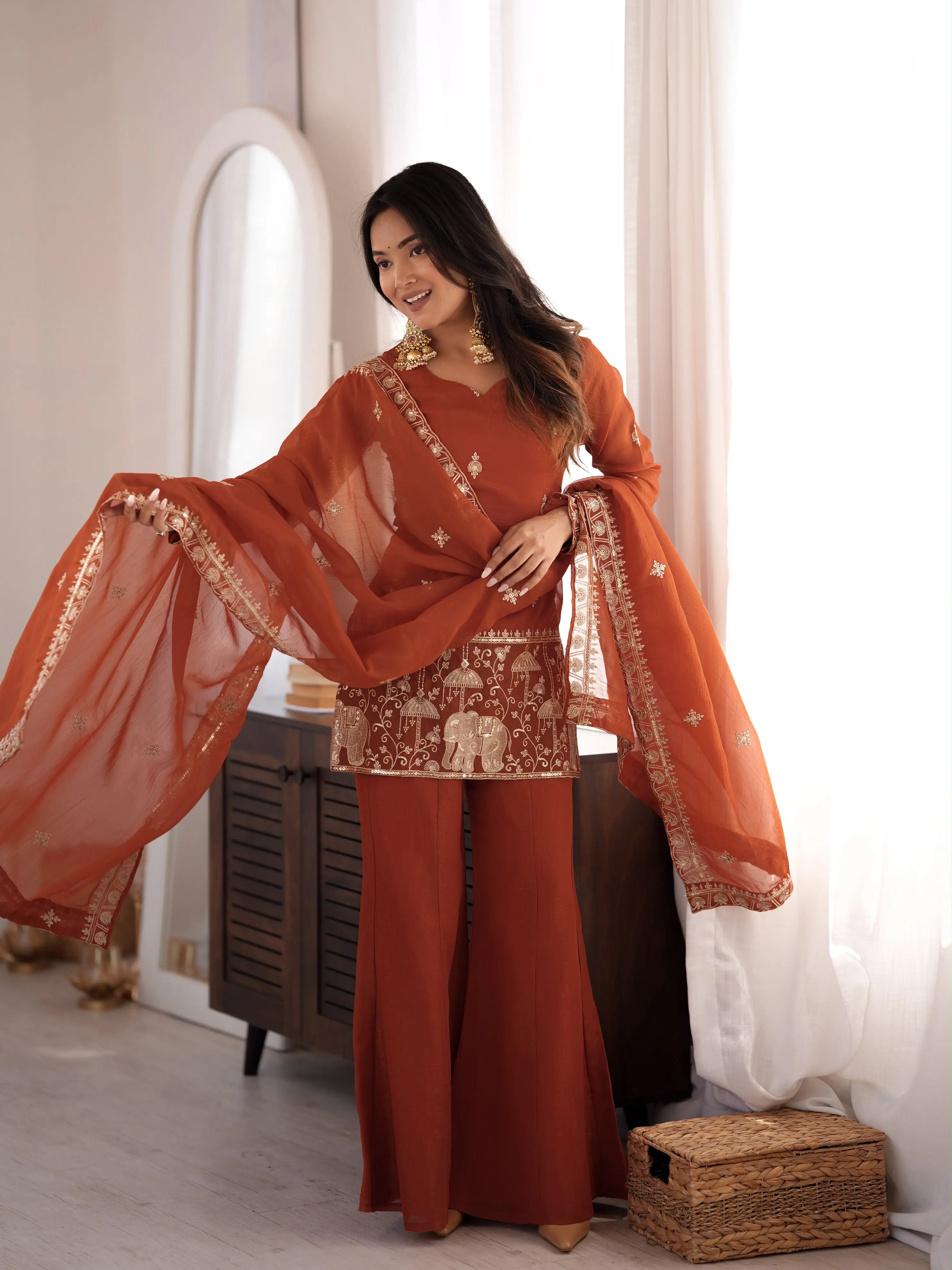 Women's Embroidered 3-Pc Sharara Suit Set