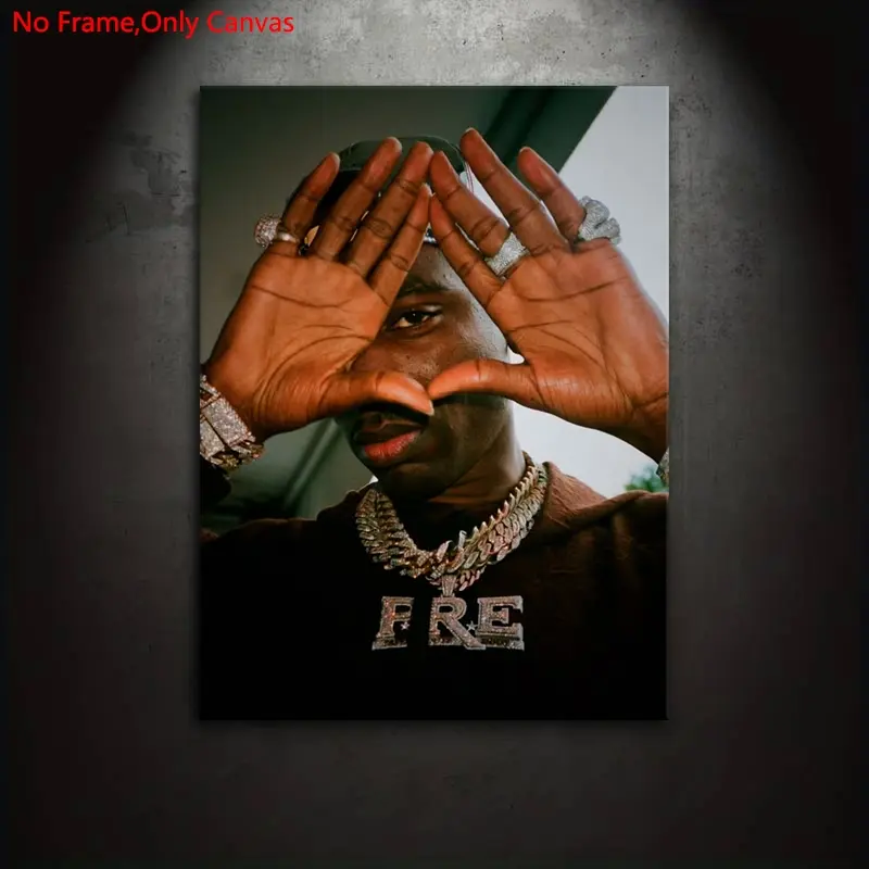 1 piece/set of frameless canvas print posters, classic realistic art, Modern Cool Design, legendary rapper Young Dolph, perfect & ideal gift for hip-hop music culture lovers, bedroom, living room, mural, wall decoration, Decoration items, Artwork