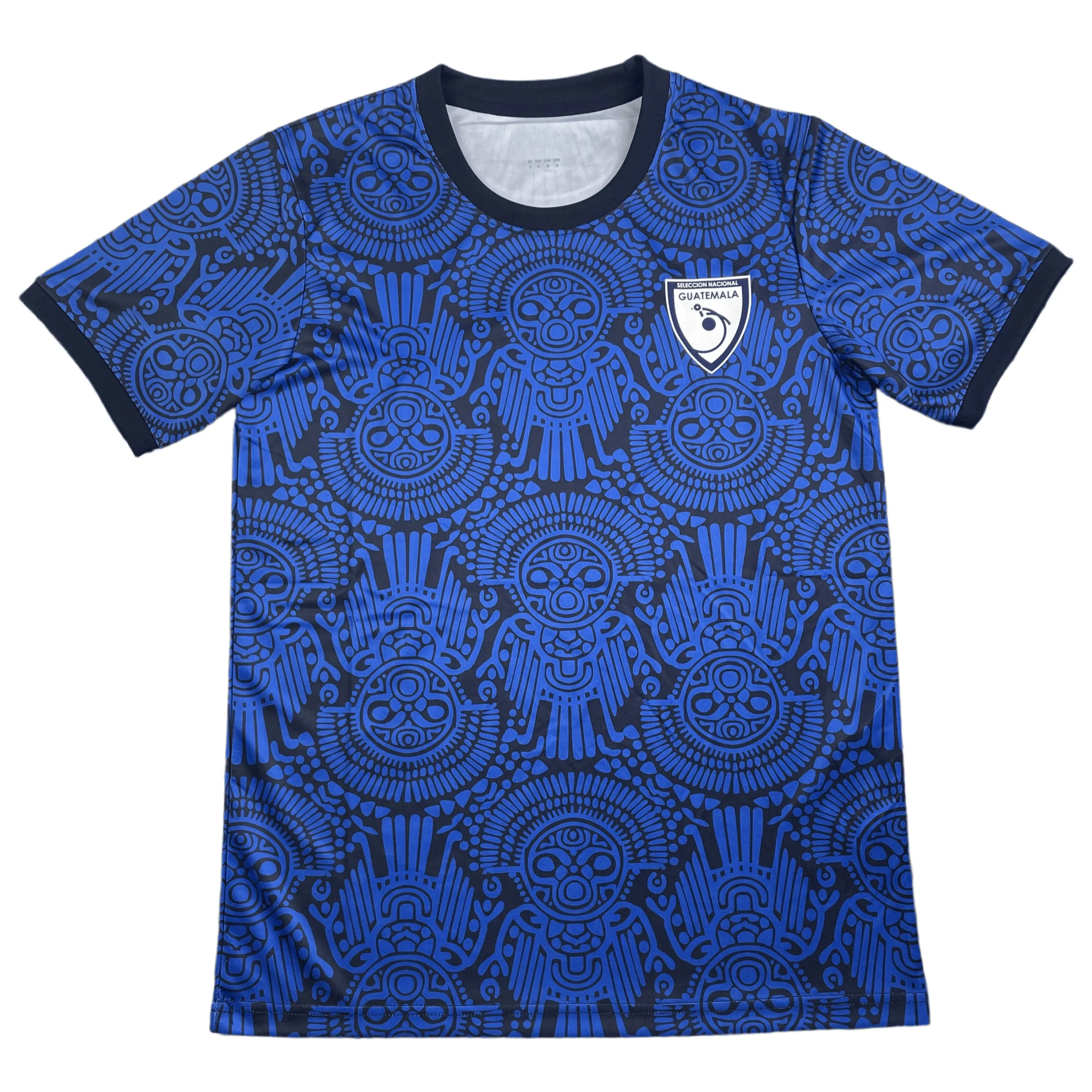 2024 2025 Special Blue Black Mayan Pattern Short Sleeved Soccer Jersey