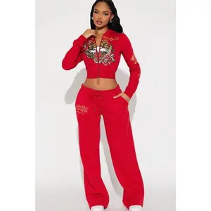 Ed Hardy Tiger Pant Set - Red M