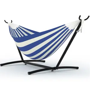 Heavy Duty Double Hammock with Stand – 2 Person Outdoor & Indoor Patio Hammock, 450lb Capacity, Space-Saving Steel Frame, Portable with Carry Bag, Perfect for Backyard, Garden, Yard, Camping