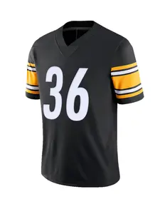 Men's American Football Jersey 36 black Vintage Embroidered Casual Training T-Shirt, Sporty V-Neck Short Sleeve, Loose-Fitting All Seasons, Stylish Jersey