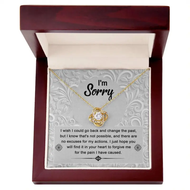 Apology Gift for Girlfriend, Wife, Soulmate - Sorry, Change The Past - Love Knot Pendant Necklace, Elegant & Trendy Necklaces for Every Occasion - Perfect for Gifts, Daily Wear, or Special Events | Shop Now!