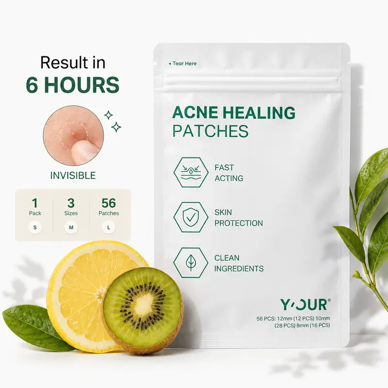 Y'OUR Ultra-Thin Hydrocolloid Facial Patches - Clinically Proven Acne Clearing Products, Invisible Sensitive/Oily Skin Adult Stickers, Non-Toxic Fragrance-Free, Calms Redness, Reduces Inflammation, Skin Repair, 56 Count, Valentine's Day Gift for Women