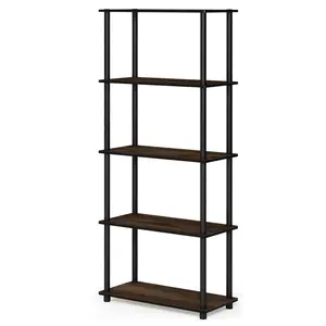 TURN-N-TUBE Storage Shelves, 5-Tier Book Shelf, Corner Shelf, Toolless Open Shelves, for Organization and Storage, Living Room, Garage, Home Office, Columbia