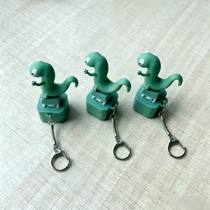 Lizard Button Keychain Press to Make Sound Relieve Stress Fun Gift Green Design Interactive Fidget Toy for Kids Adults