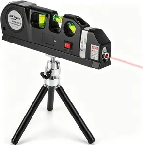 Laser Level Tool Multifunction Kit (including Standard Cross-Line Laser Level, 8 ft/2.5 m Metric Measuring Ruler, and Tripod Stand), Suitable for Wall-Mounted Cabinet Installation and Tile Wall Construction.
