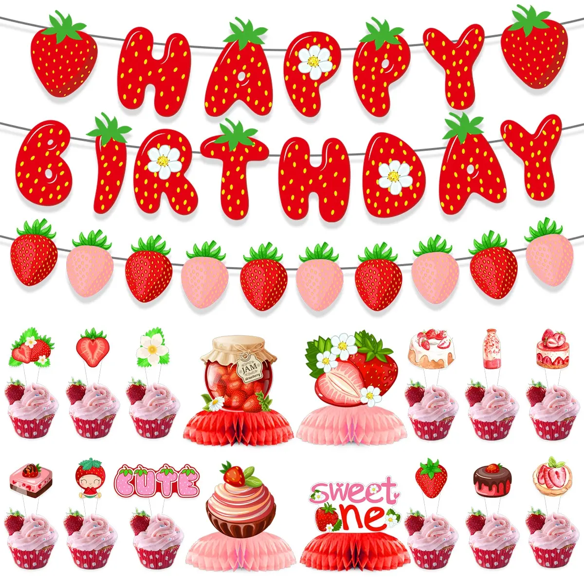 Strawberry Bunting Set 4