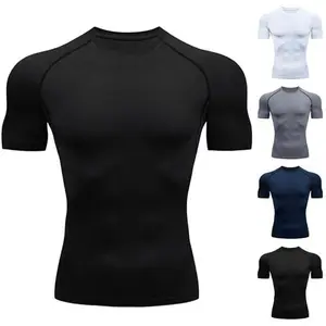 New tight-fitting quick-dry short-sleeve T-shirt for men in 2026, suitable for running, training, and fitness activities