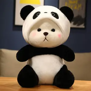 Hot-Selling Soft Plush Transforming Bear Doll Cartoon Transforming Plush Bear Cute Cartoon Bear Transforms into Panda Plush Toy Room Decoration Huggable Stuffed Animal Kawaii Stuffed Animals