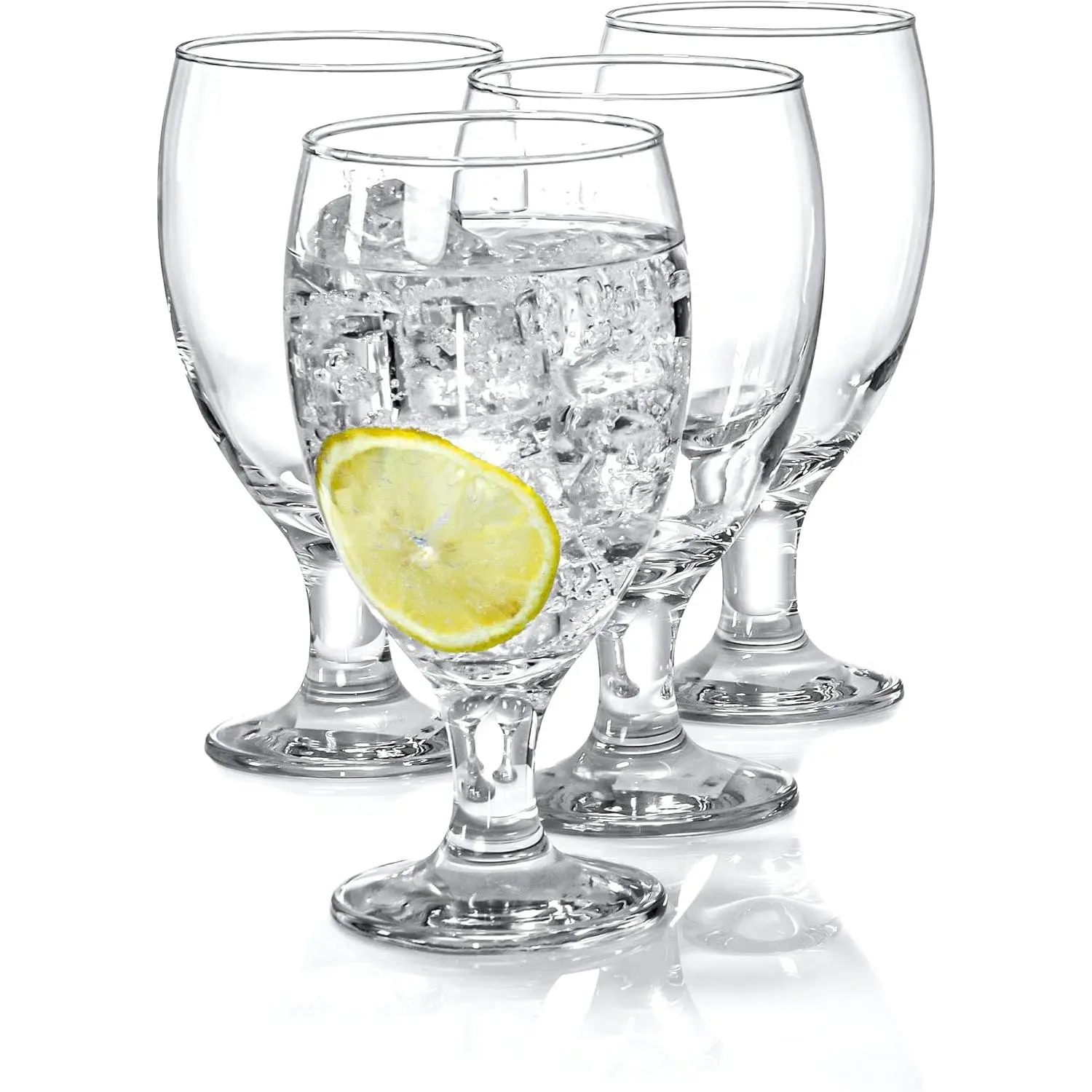 Set of 4 Clear 20 Oz Short Stem All Purpose Glass Drinking Goblets
