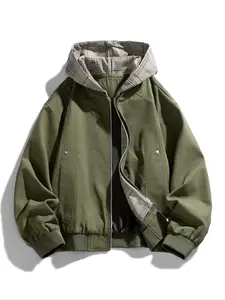 Retro Faux Layered Hooded Jacket with Plaid Lining, Casual Loose Fit for Spring & Fall, Trendy Fashion Outerwear for Women