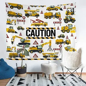 Feelyou Construction Truck Wall Tapestry - Small 51inWx59inL Soft Lightweight House Decor, Bright Vivid Image Hanging for Home Bedroom, Living Room Indoor/Outdoor Use, Home Wall Tapestries