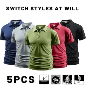 Men’s Solid-Color Short-Sleeve Polo Shirt, Multi-Color Options, Minimalist Elegant Design, Fine Knit Fabric, Breathable Comfortable Skin-Friendly, Quick Moisture Absorption & Sweat Release, Classic Pullover Style