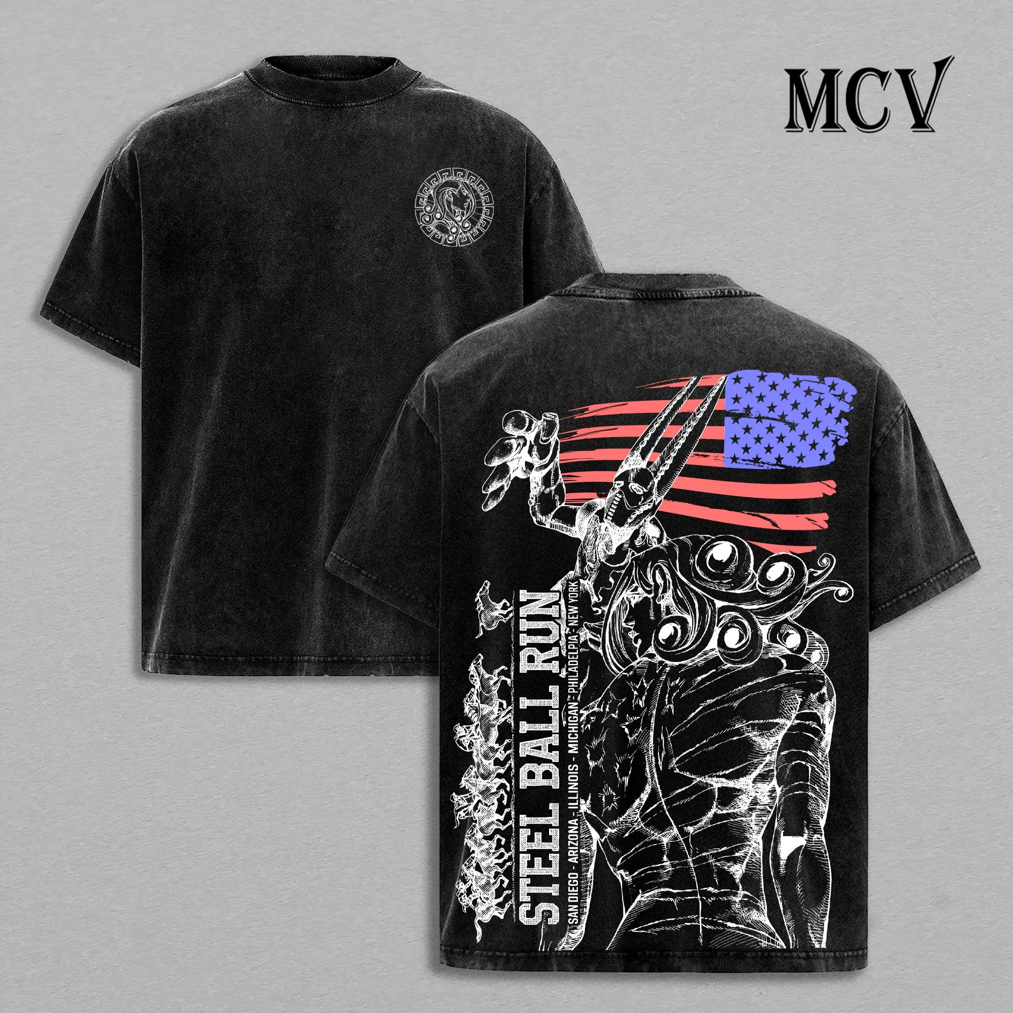 Funny Valentine JoJo T-Shirt Steel Ball Run Anime Vintage Washed Heavy Cotton Oversized Graphic Tee for Men and Women, D4C Stand Streetwear Top, Japanese Manga Fan Cosplay Gift, Y2K Aesthetic Trendy Casual Clothing, TikTok Made Me Buy It 2026 Hot Picks!!!