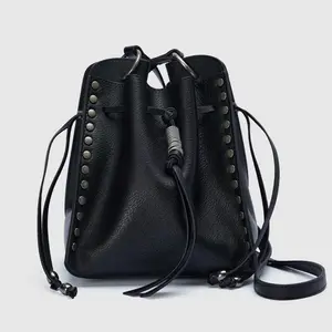 URBAN REVIVO 2026 Spring New Women's Studded Artificial Leather Bucket Bag, Stylish Crossbody, Sporty Gym, Zip Closure, Crossbody Strap, UAWB50154, Stylish Crossbody Bags, Sporty Gym Bags