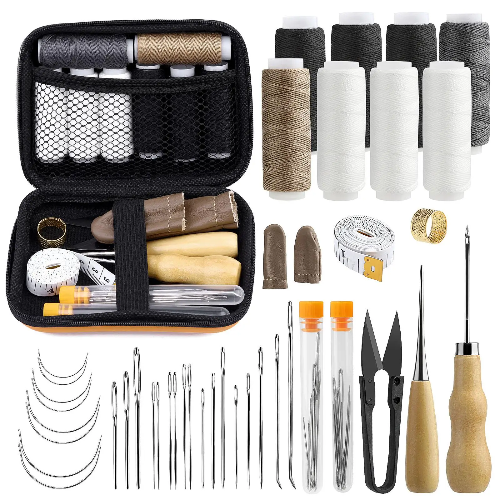 Leather Sewing Kit, 1 Set Leather Sewing Repair Kit, DIY Leather Sewing Tool Kit for Home Use