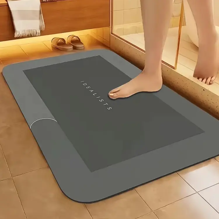 Premium Diatomite Bath Mat - Plain Bathroom Accessory Gift, Quick-Dry Ultra-Absorbent Thin Non-Slip Rug with Rubber Backing, Machine Washable Mold-Resistant Grip Pad for Shower, Kitchen, Bath Mats For Bathroom Non Slip, Nonslip Bathroom Rugs