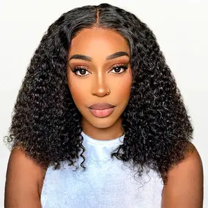 Jerry Curly 13x4 Lace Front Wig Kinky Curly Lace Front Human Hair Wigs  Pre Plucked With Baby Hair 180% Density