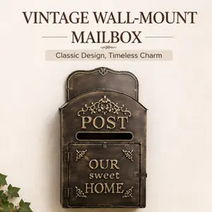 Bronze Post Mount Mailbox – Stylish, Weather-Resistant Vintage metal mailbox Decorative Indoor & Outdoor, Home Decoration, Durable Metal Postal Box for Front Porch, Vintage Black Finish, for Home, Garden, Porch, Home Decor