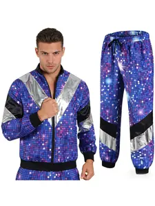 Two Piece Disco Party Photobooth Props 80s Style Jogging Jacket and Pants Suitable for Dance and Carnival Themed Event Parties