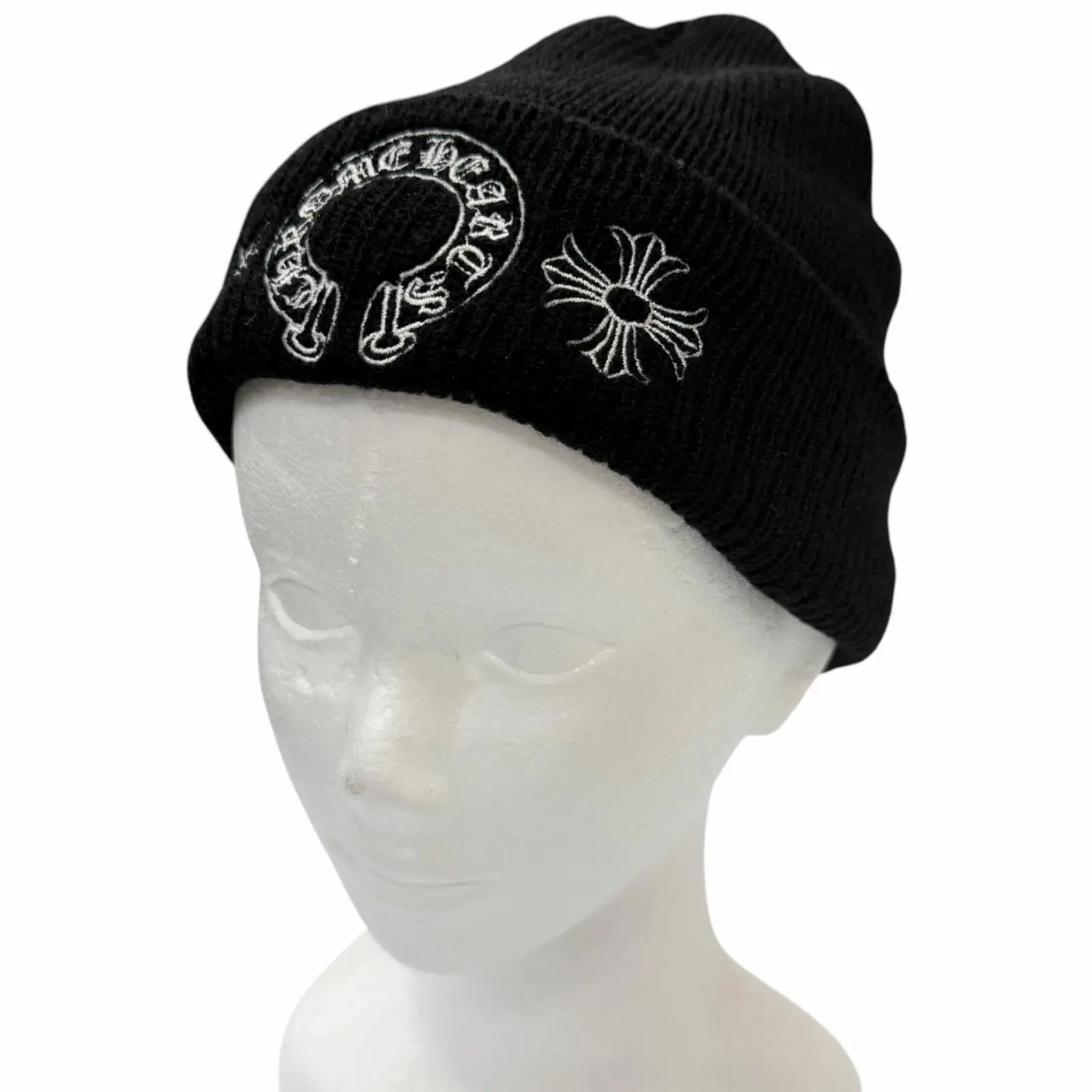 Pre-owned Chrome Hearts Wool Small Leather Goods Knit Cap