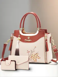 Fashion Versatile Three-Piece Embroidered Handbag Wallet Set, Handbag Combo, Stylish Crossbody Bag & Shoulder Bags, Perfect Gift for Women