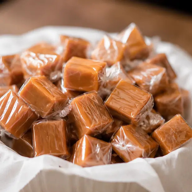 Individually Wrapped Caramel Candy, 1 LB Bag, Vanilla Flavor Caramel Cubes, Soft Chewy Sweets for Snacking, Baking and Desserts