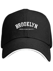 Street Style Brooklyn New York City Graphic Baseball Cap, Unisex Adjustable Fitted Hat, Multi-Color, Casual All Seasons Wear